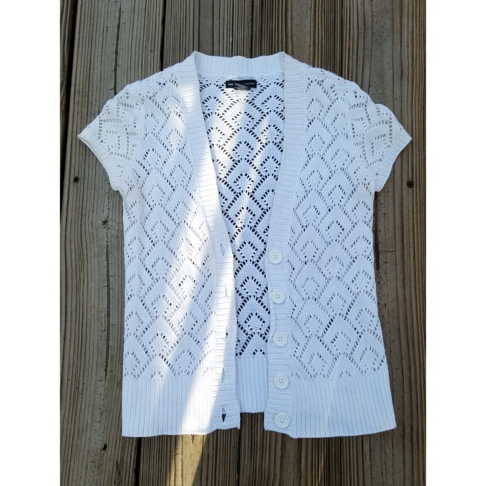 New York & Company Short Sleeve Knitted Cardigan